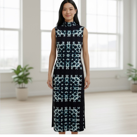 Garnish PDX Sleeveless Abstract Funnel Neck Midi Dress Size Small - Picture 1 of 10